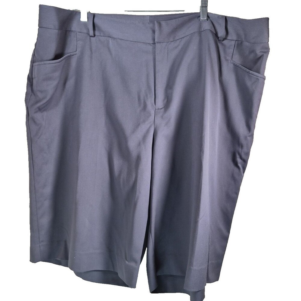 Womens Gray Bermuda Shorts Plus Size 28 Casual Flat Front Classic